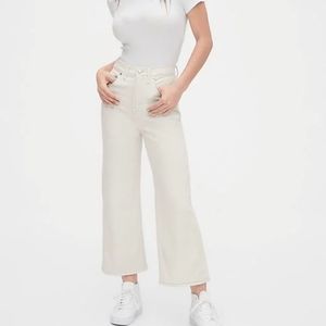 NWT Gap Washwell High Rise Wide Leg Crop Denim Jeans Ecru White Wash